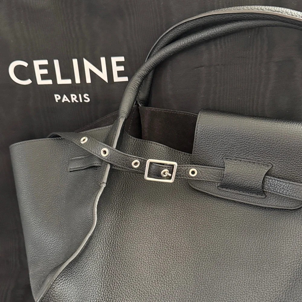 🆕 new Celine Black Leather Tote Bag designer supple calf leather medium big bag - Picture 3 of 9
